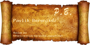 Pavlik Bereniké névjegykártya